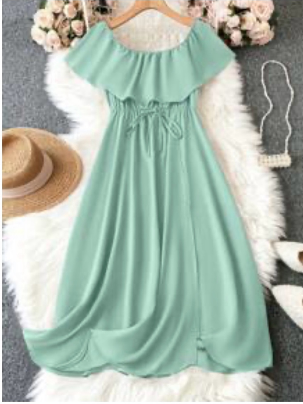Lovely SHEIN off shoulder sundress xxl seafoam green